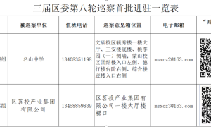 三届区委第八轮巡察完成首批进驻